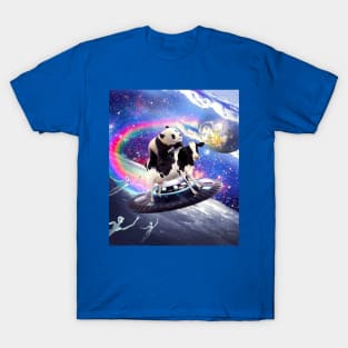 Cute Funny Panda Cow - Panda Riding Flying Cow UFO T-Shirt